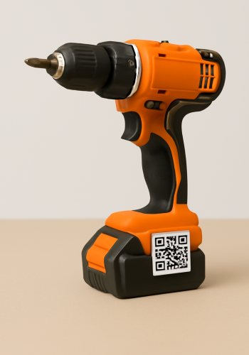 Perceuse avec QR Code Illustration d’un QR code apposé sur une perceuse.