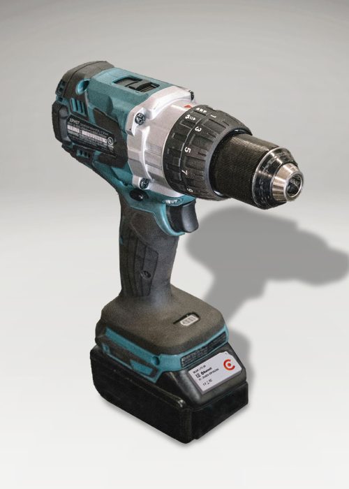 Photo d’un capteur BLE fixé sur une perçeuse